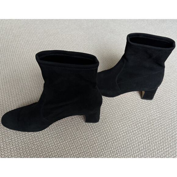 $575 Stuart Weitzman Niki 60 Suede Boots Black Sock 7.5 Great Condition - Picture 8 of 10